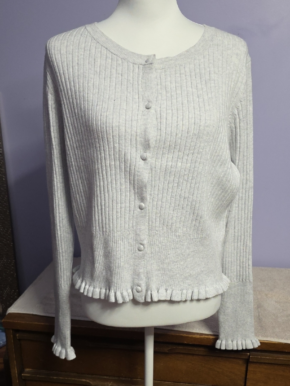 Wild Fable White Ribbed‎ Crew Neck Top